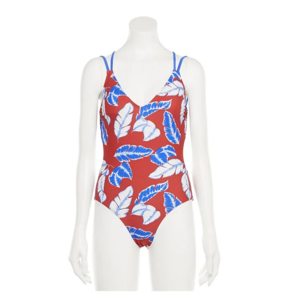 Indigo Rein Strappy Back One-Piece Swimsuit L